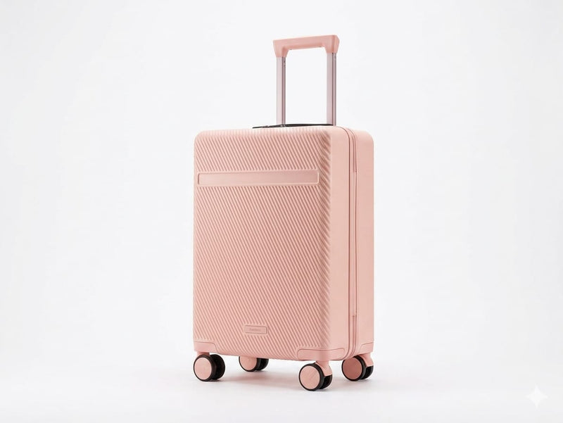 Bagly Pastel Peach Ribbed Hardshell Spinner